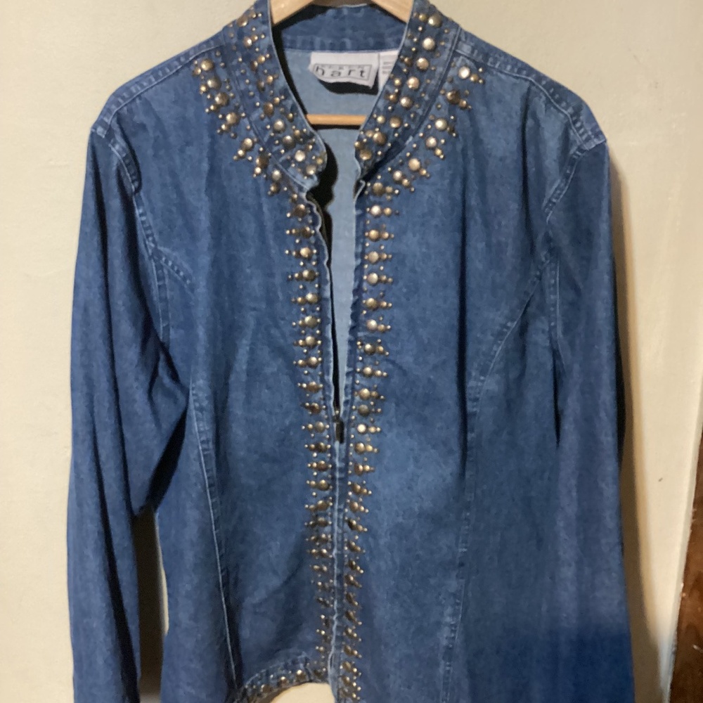 Women’s Keren Hart Embellished Blue Denim Fashion Jacket size XXL